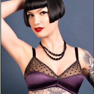 NTW What Katie Did 34C purple satin polka dot bra